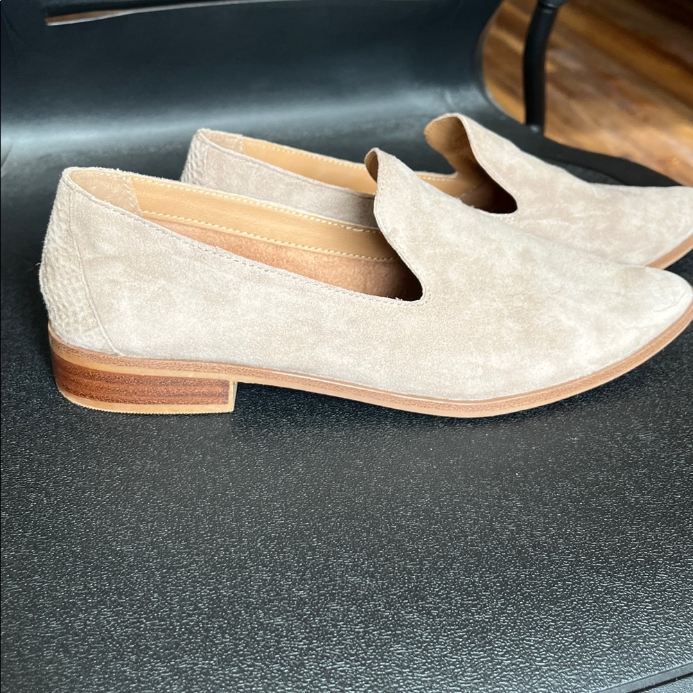 Beige Suede Loafers